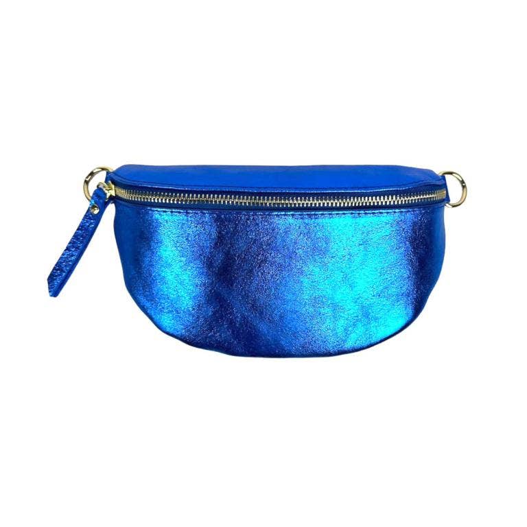 Metallic Leather Waist Bag for Women with Shiny Effect