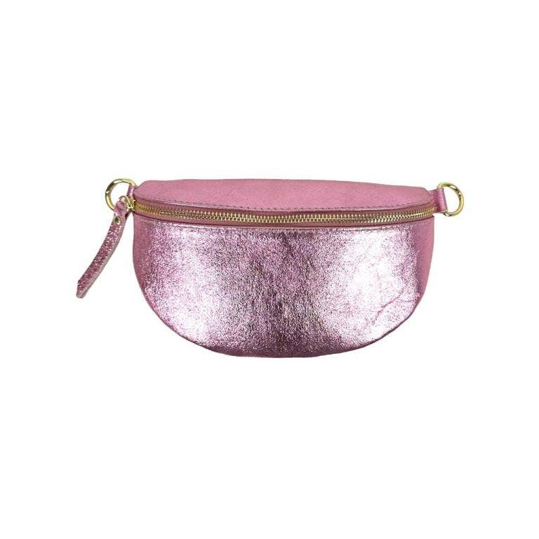 Metallic Leather Waist Bag for Women with Shiny Effect