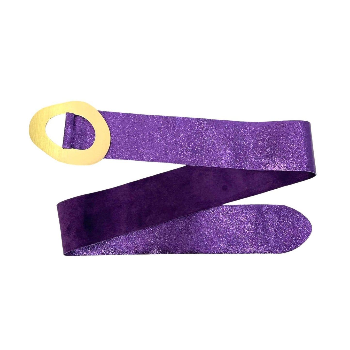 Cow Suede Leather Metallic Belt with wide buckle