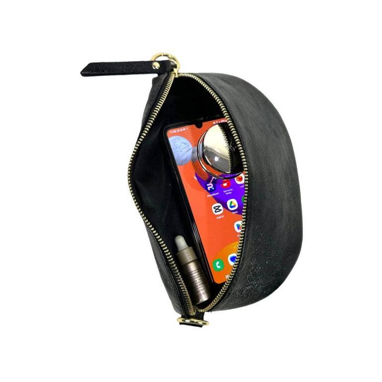 Metallic Leather Waist Bag for Women with Shiny Effect