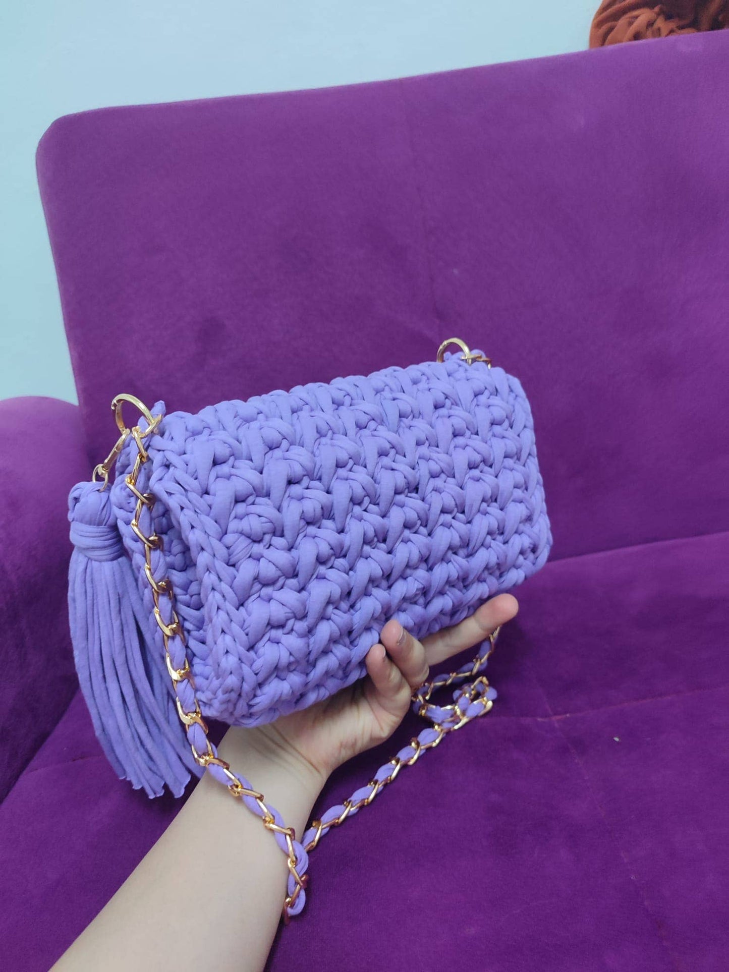 CHQEL Evening Clutch Bag for Women, Handmade Crochet Purse