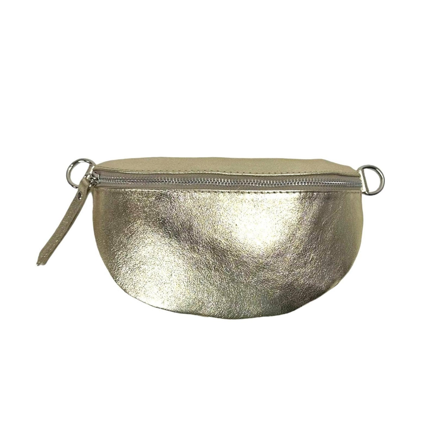 Metallic Leather Waist Bag for Women with Shiny Effect