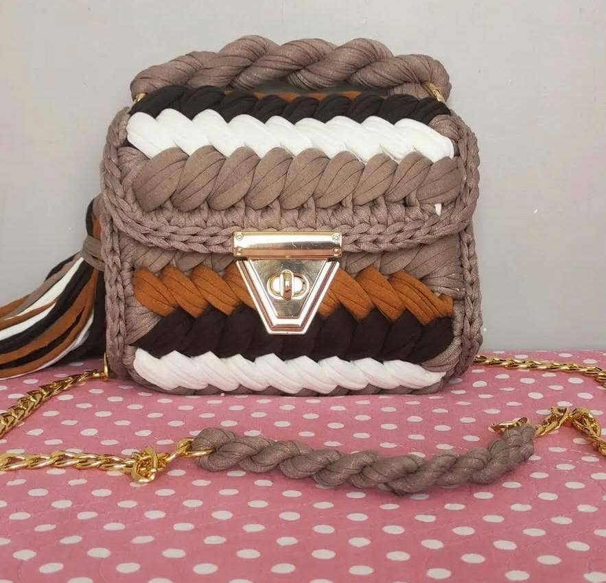 CHQEL Beige Clutch Bag for Women, Handmade Crochet Purse
