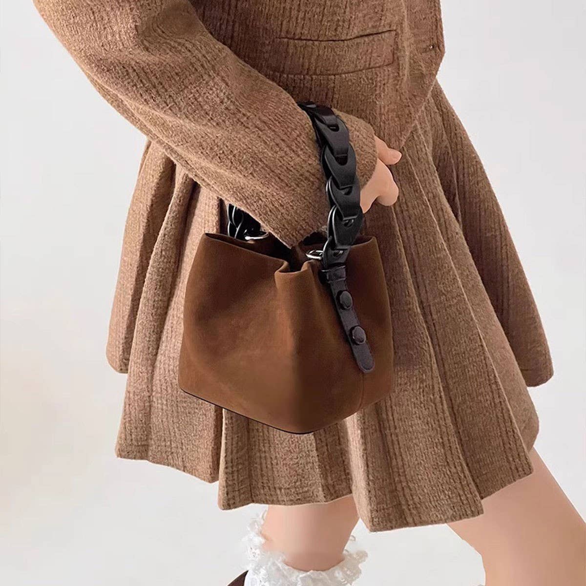 WOVEN VINTAGE DEERSKIN BAG SHOULDER CROSSBODY BAG_CWAB4116