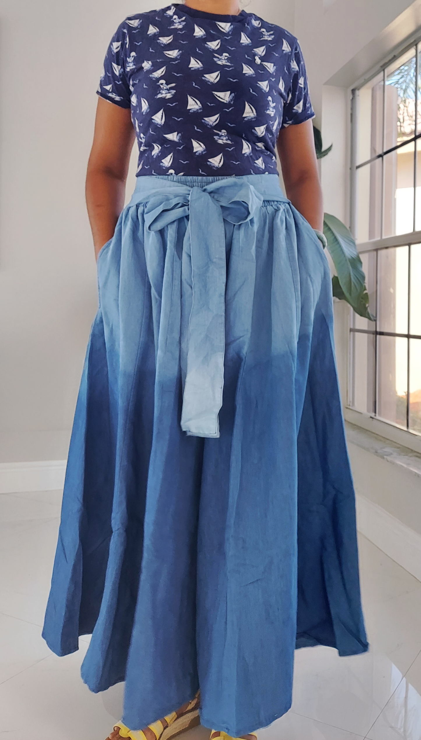 40- Women Denim Palazzo Pant- Two Tone
