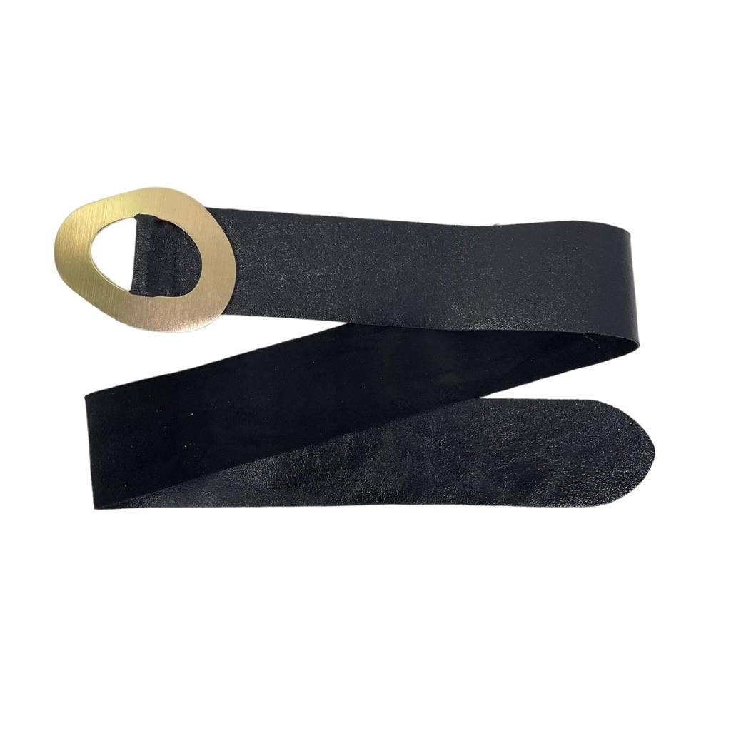 Cow Suede Leather Metallic Belt with wide buckle