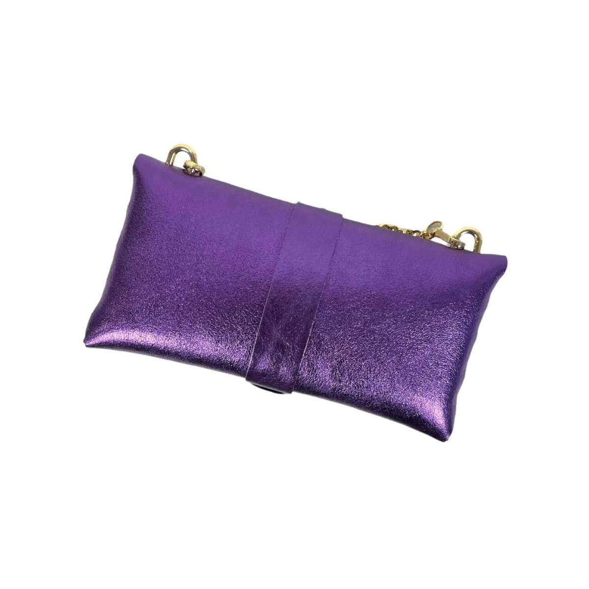 Women's Leather Party Bag with Chain Handle and Shine Effect