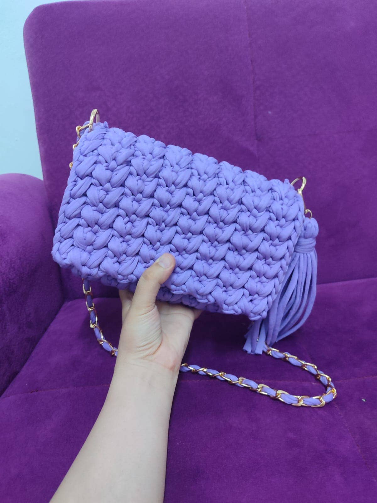 CHQEL Evening Clutch Bag for Women, Handmade Crochet Purse
