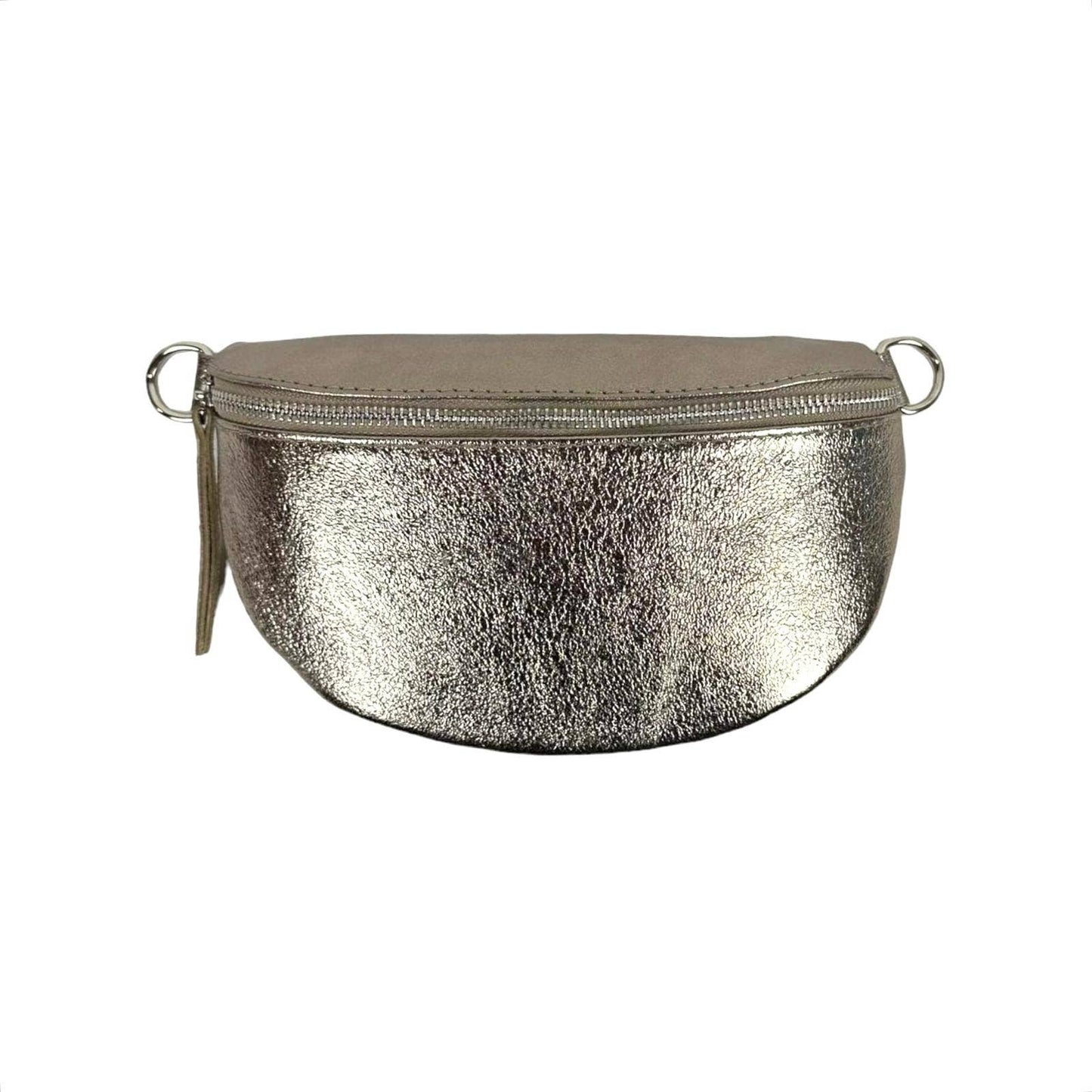 Metallic Leather Waist Bag for Women with Shiny Effect