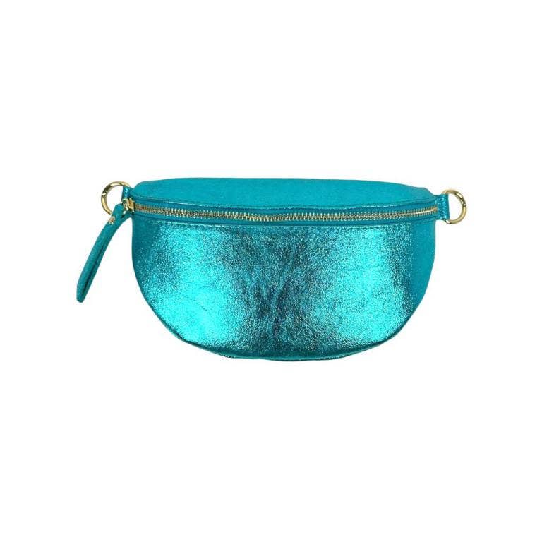 Metallic Leather Waist Bag for Women with Shiny Effect
