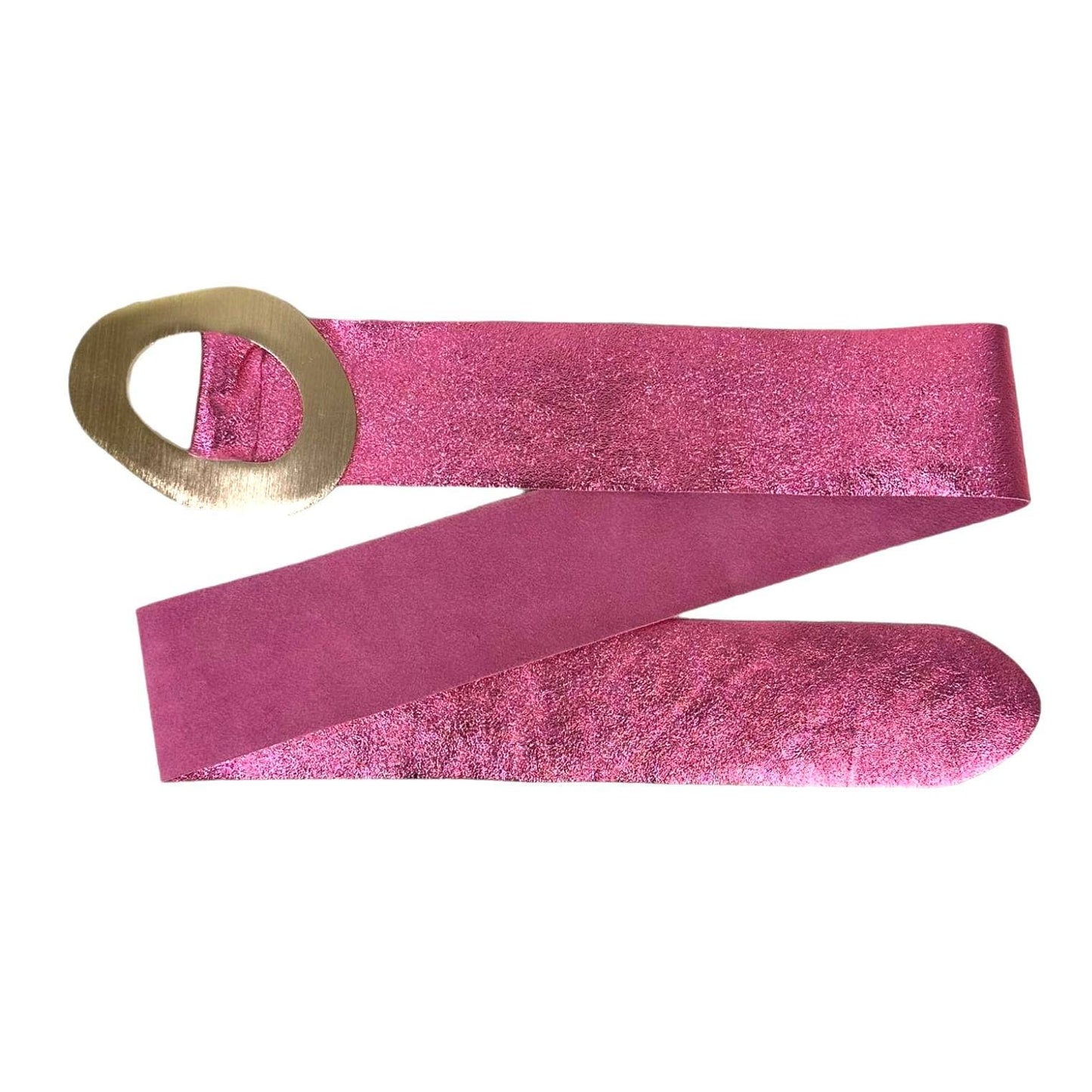 Cow Suede Leather Metallic Belt with wide buckle