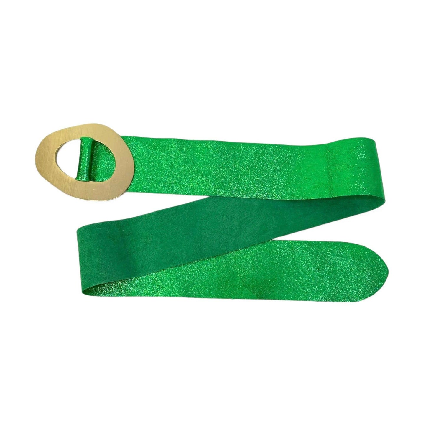 Cow Suede Leather Metallic Belt with wide buckle