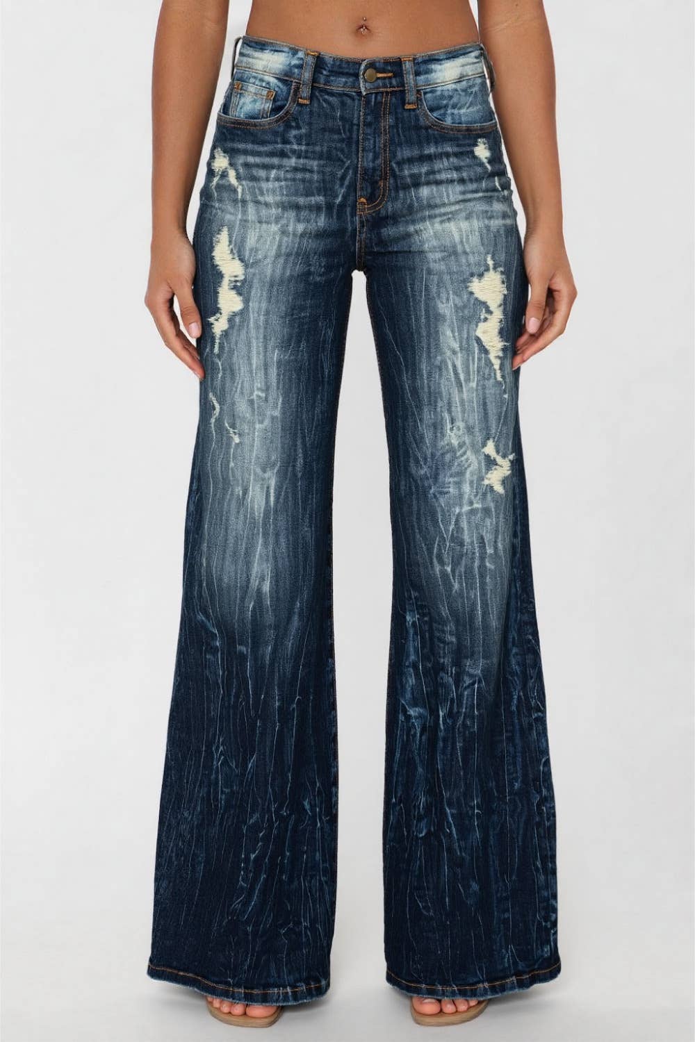 WASHED WIDE LEG JEANS