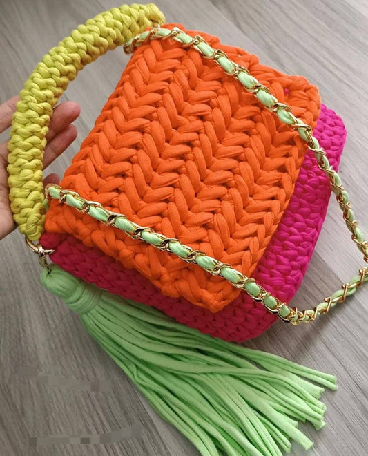 CHQEL Evening Clutch Bag for Women, Handmade Crochet Wedding