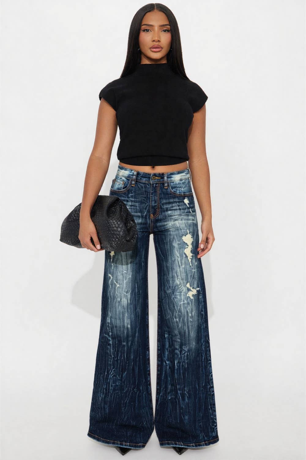 WASHED WIDE LEG JEANS